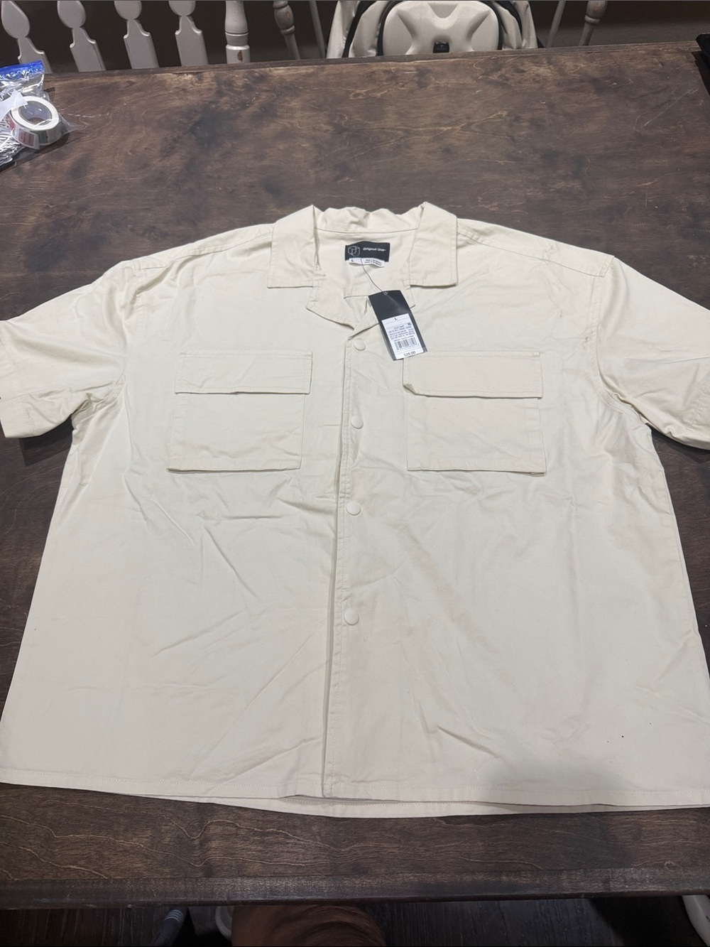 Men's Short-Sleeve Utility Shirt - Cream